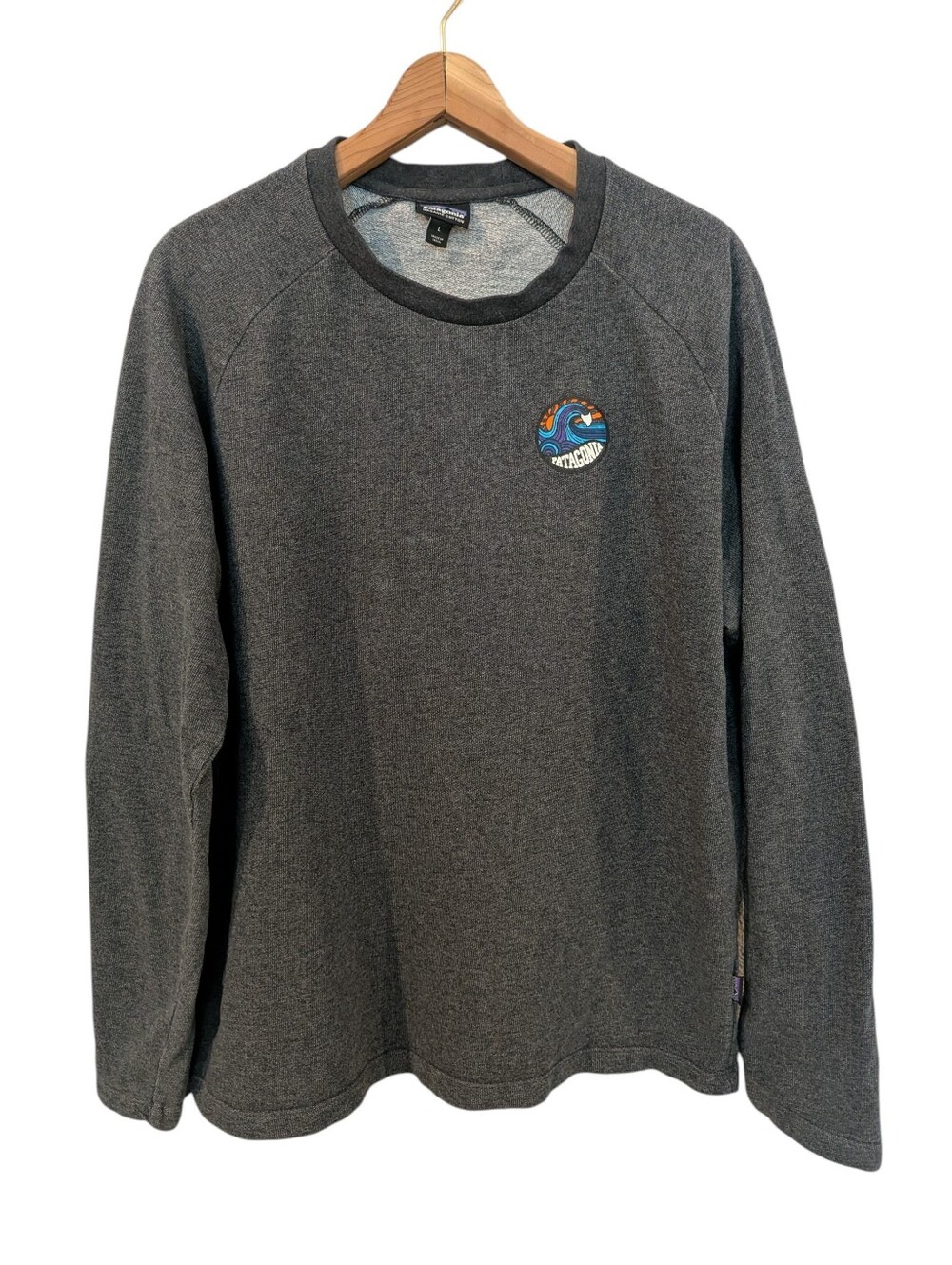 PATAGONIA Men's Set Wave Crewneck Lightweight Sweatshirt Large Charcoal